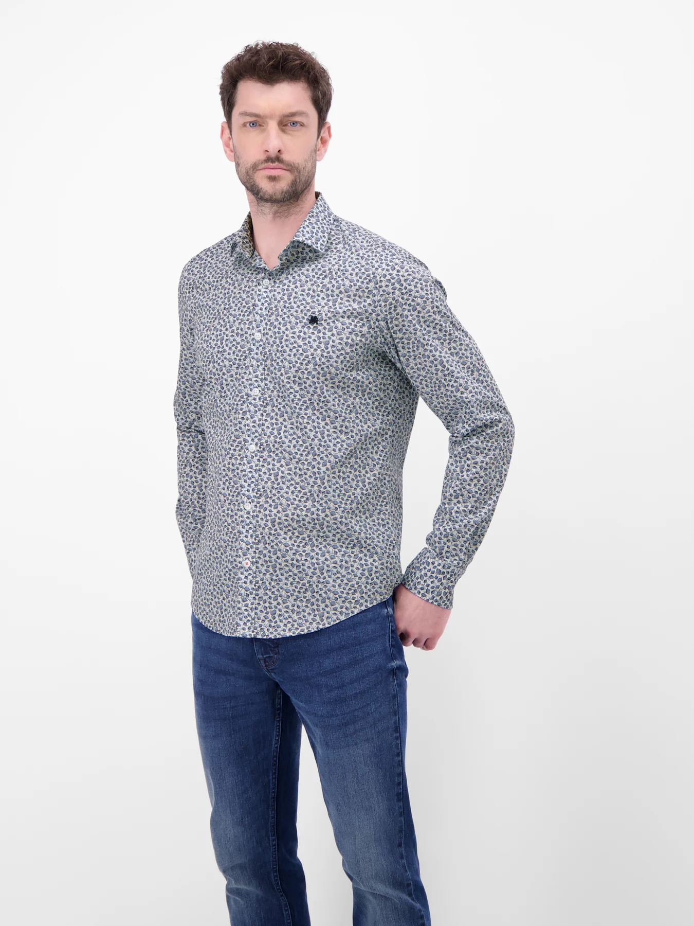 Lerros Stretch Shirt mit Print - Broken White