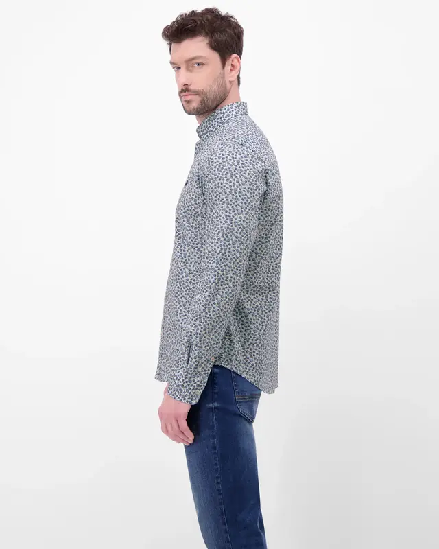 Lerros Stretch Shirt with Print - Broken White