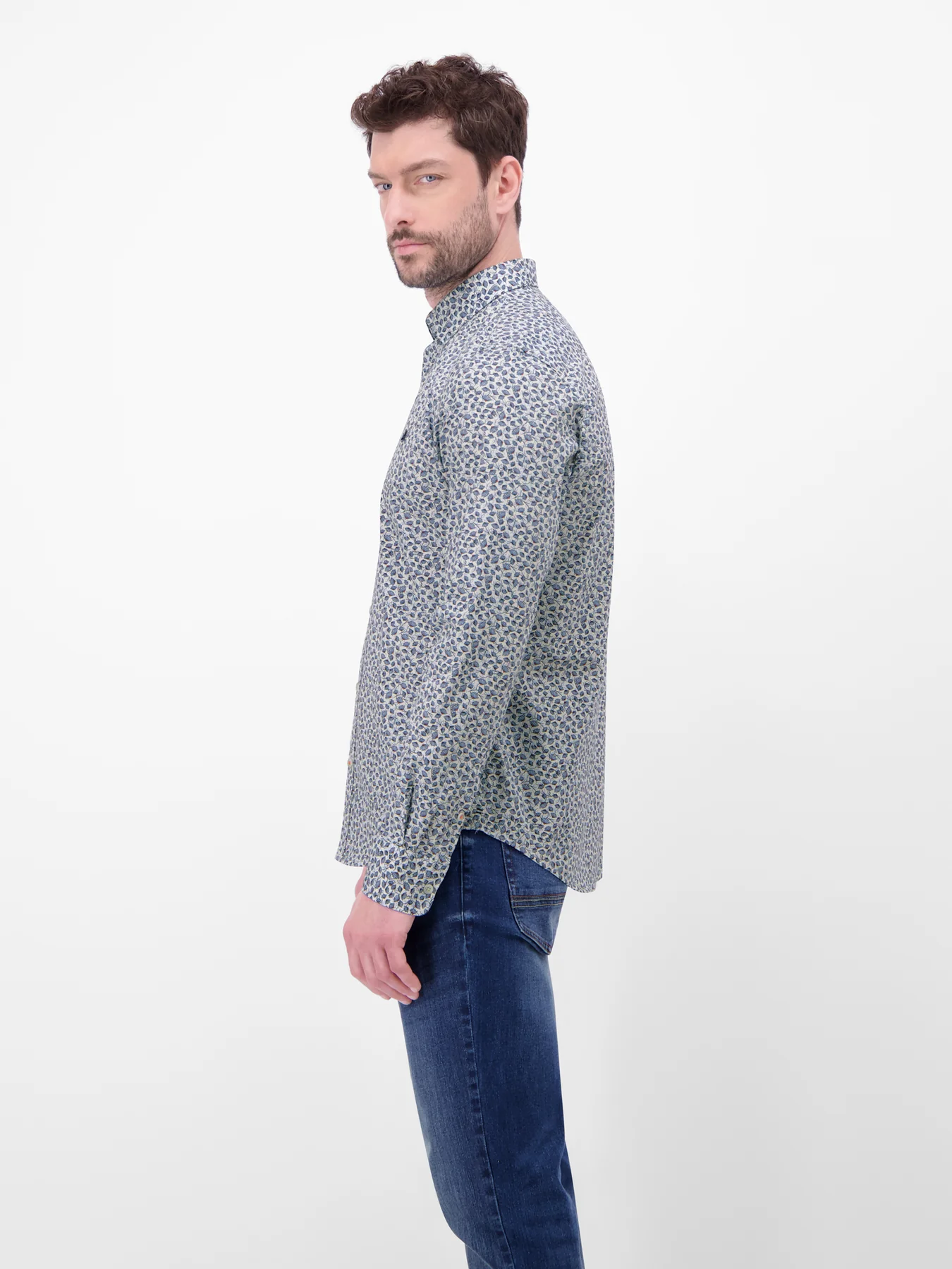 Lerros Stretch Shirt met Print - Broken White