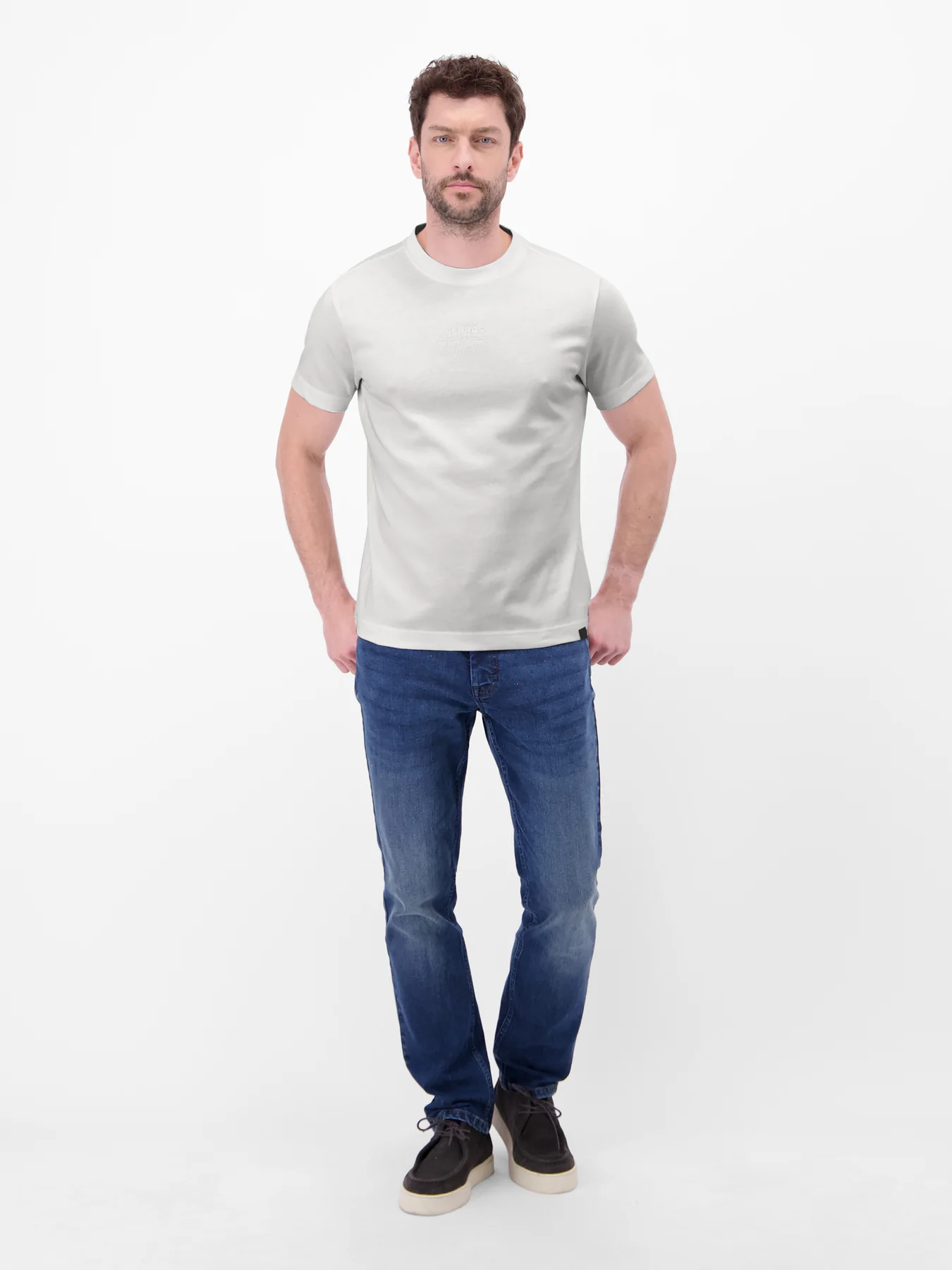 Lerros Katoenen Shirt met Frontprint - Broken White