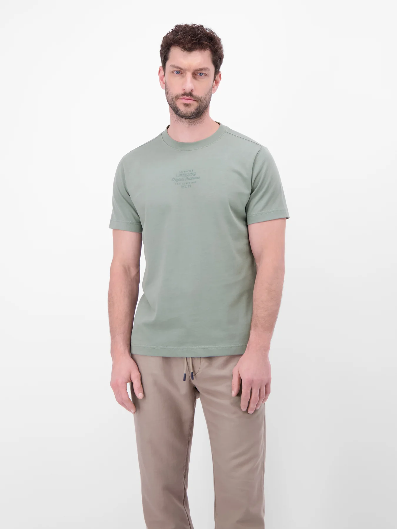 Lerros Katoenen Shirt met Frontprint - Storm Grey