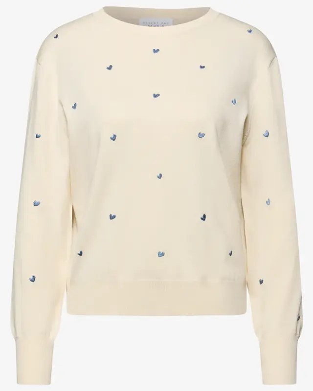 Street One Studio Jumper with Heart Embroidery - Soft Beige