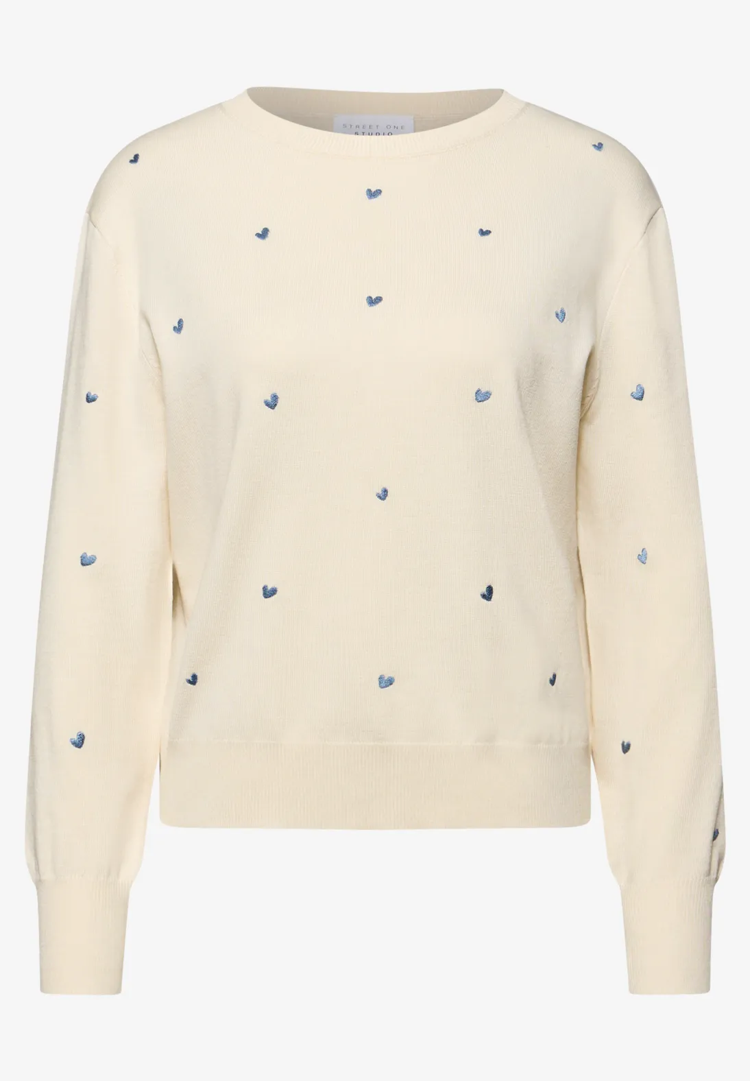 Street One Studio Jumper with Heart Embroidery - Soft Beige