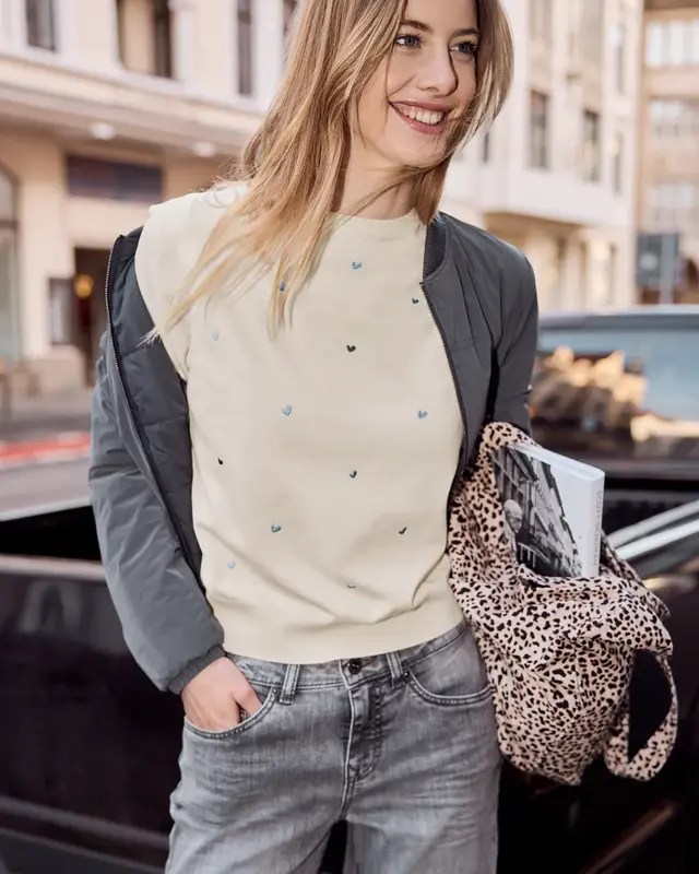 Street One Studio Trui met Hartjesborduursel - Soft Beige