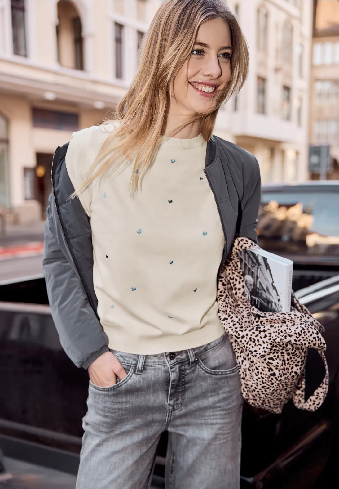 Street One Studio Pullover mit Herz-Stickerei - Soft Beige