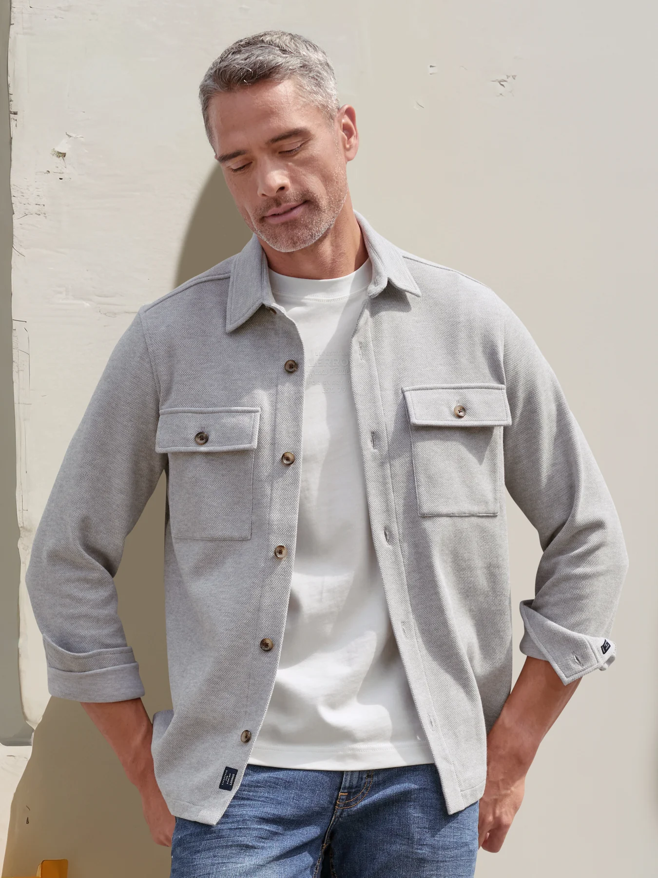 Lerros Hemdjacke Piqué - Storm Grey Melange