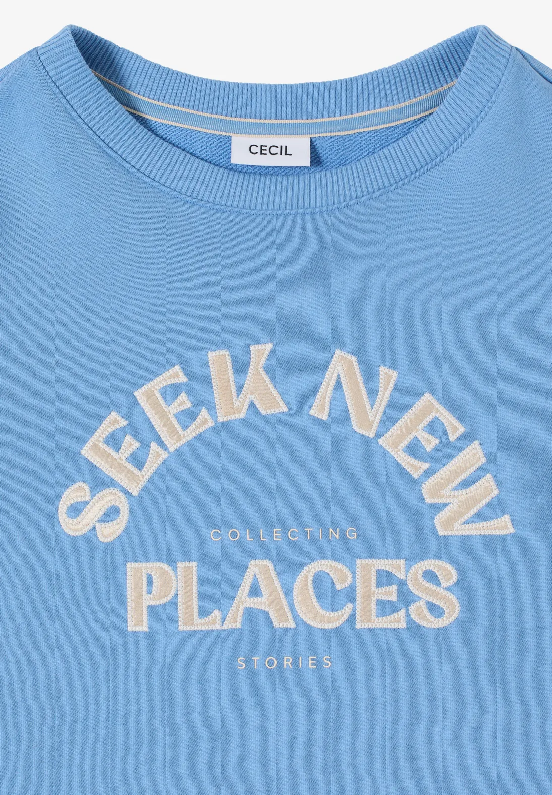Cecil Geborduurd Sweatshirt - Cloud Blue