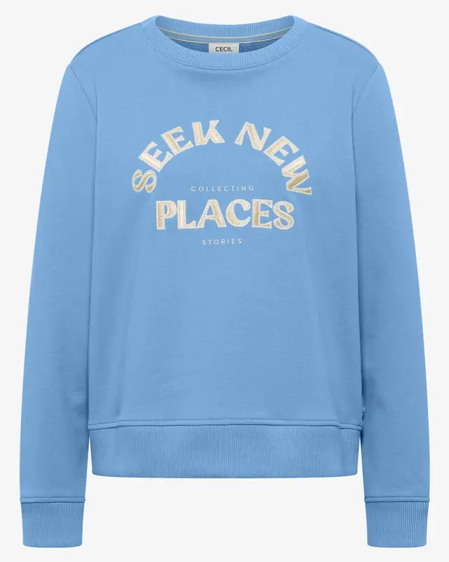 Cecil Geborduurd Sweatshirt - Cloud Blue