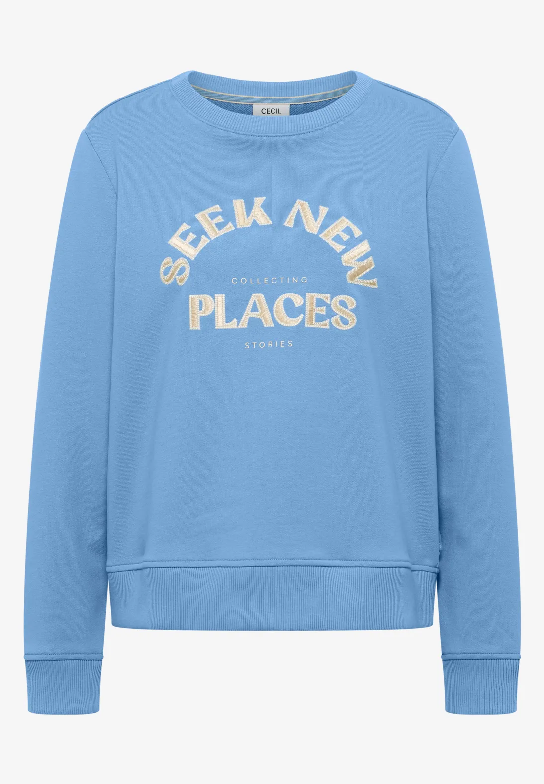 Cecil Geborduurd Sweatshirt - Cloud Blue