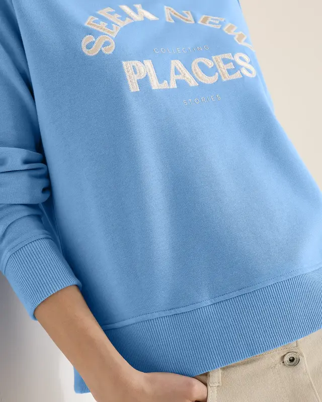 Cecil Embroidery Sweatshirt - Cloud Blue