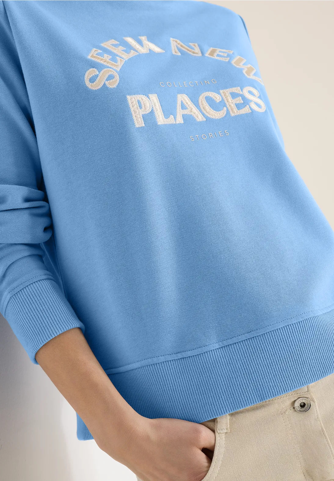 Cecil Geborduurd Sweatshirt - Cloud Blue