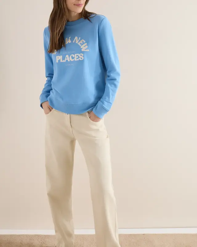 Cecil Geborduurd Sweatshirt - Cloud Blue
