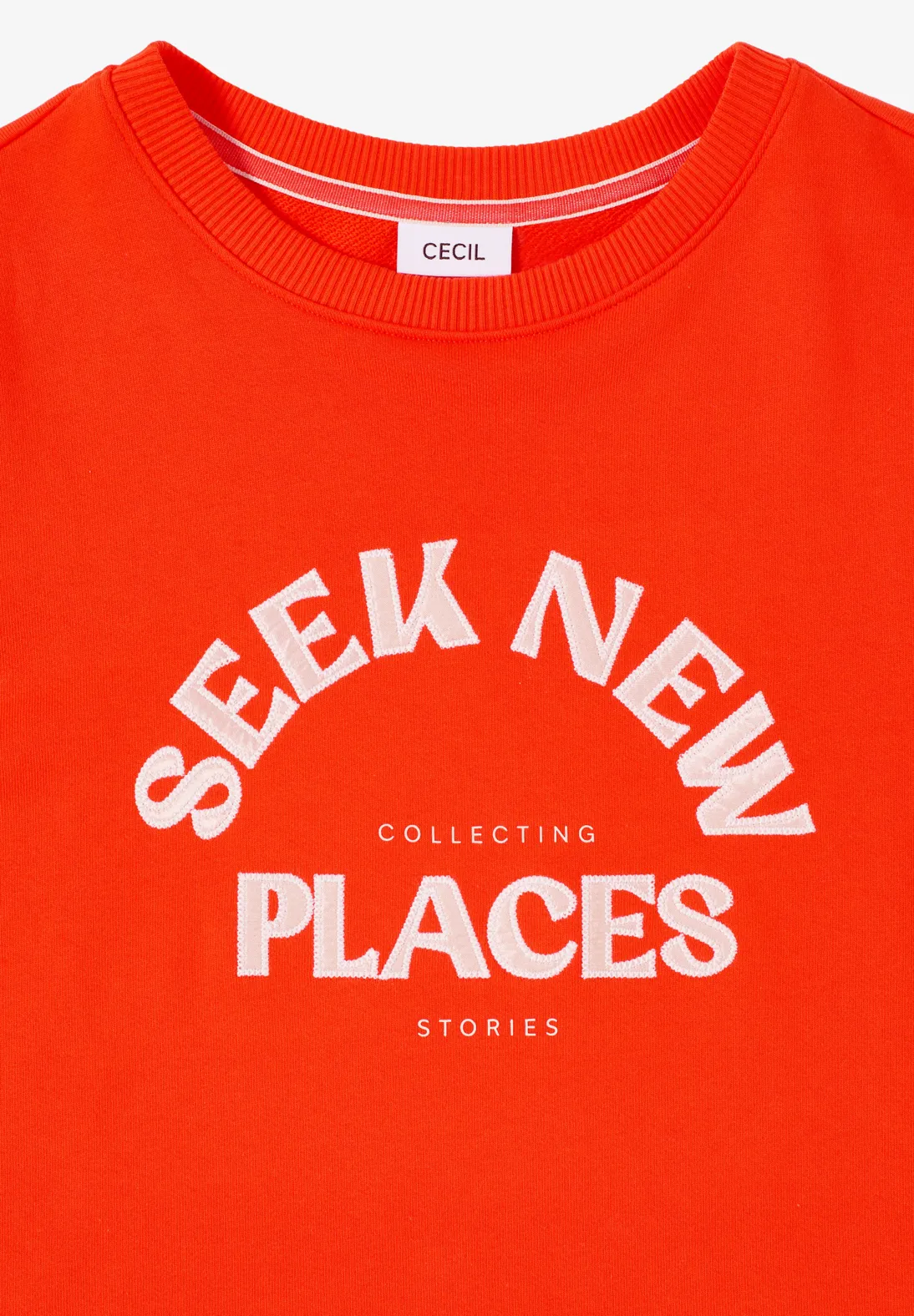 Cecil Geborduurd Sweatshirt - Cherry Tomato Orange