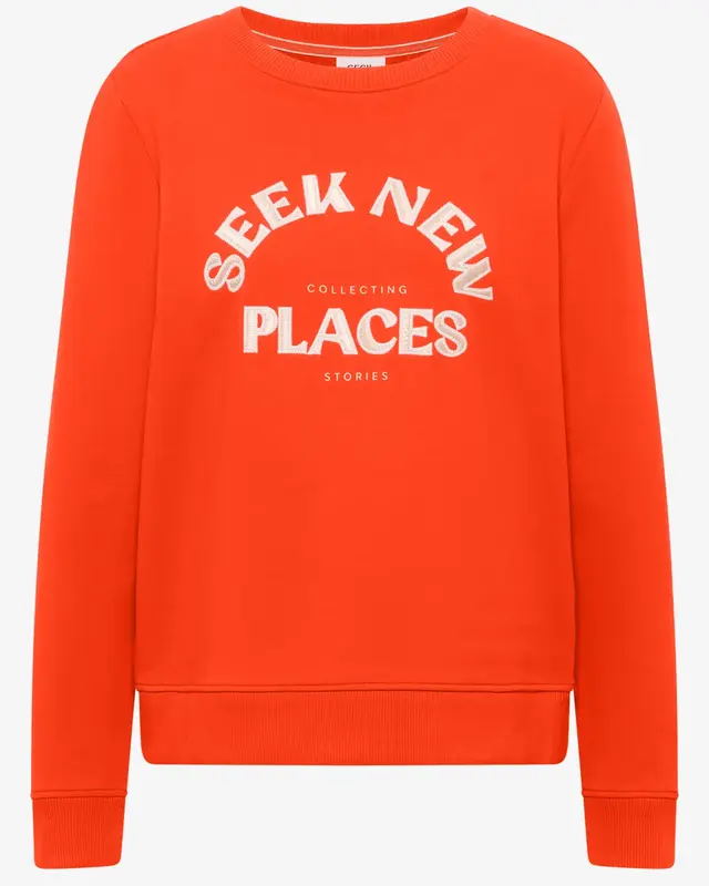 Cecil Geborduurd Sweatshirt - Cherry Tomato Orange