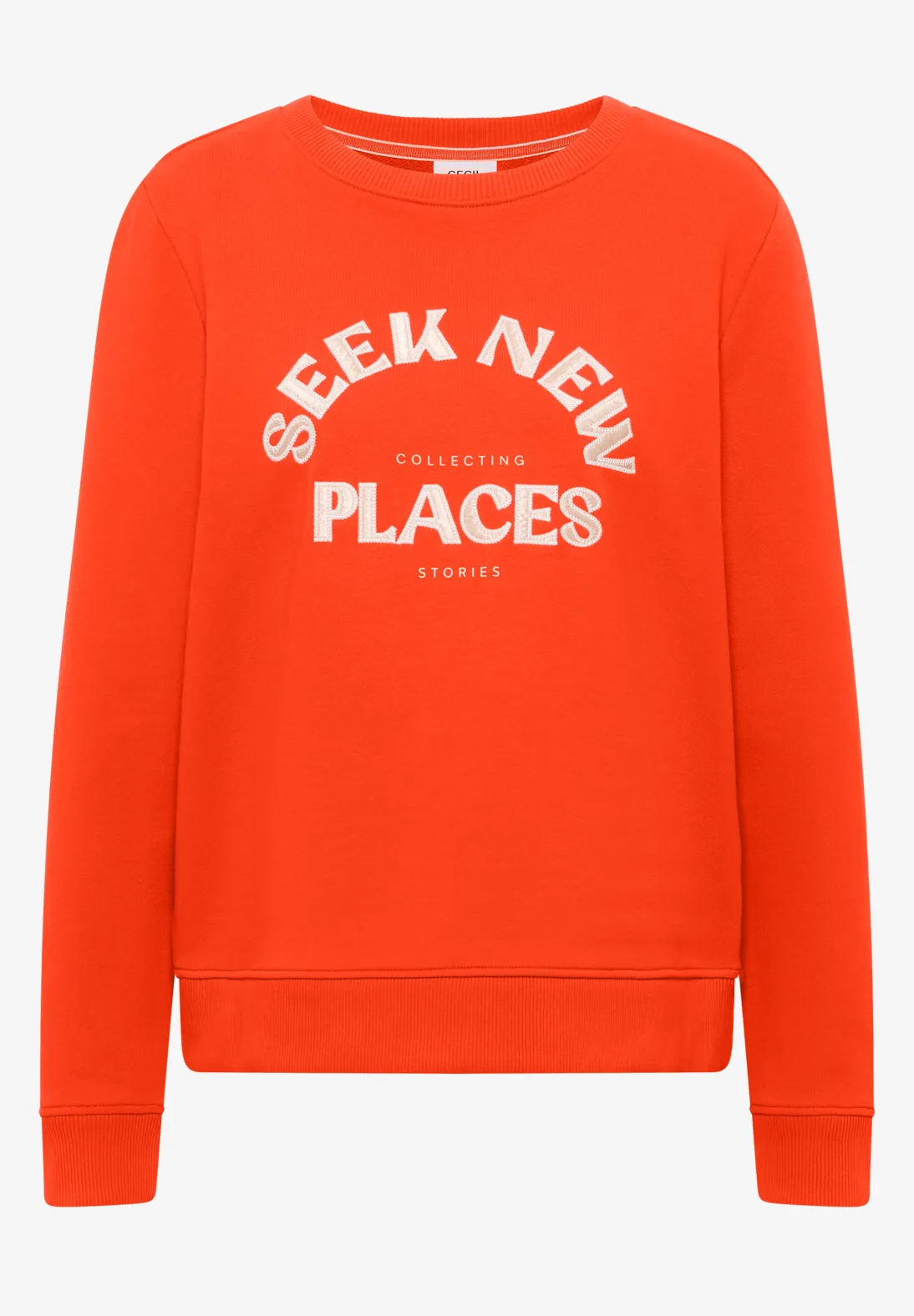 Cecil Embroidery Sweatshirt - Cherry Tomato Orange