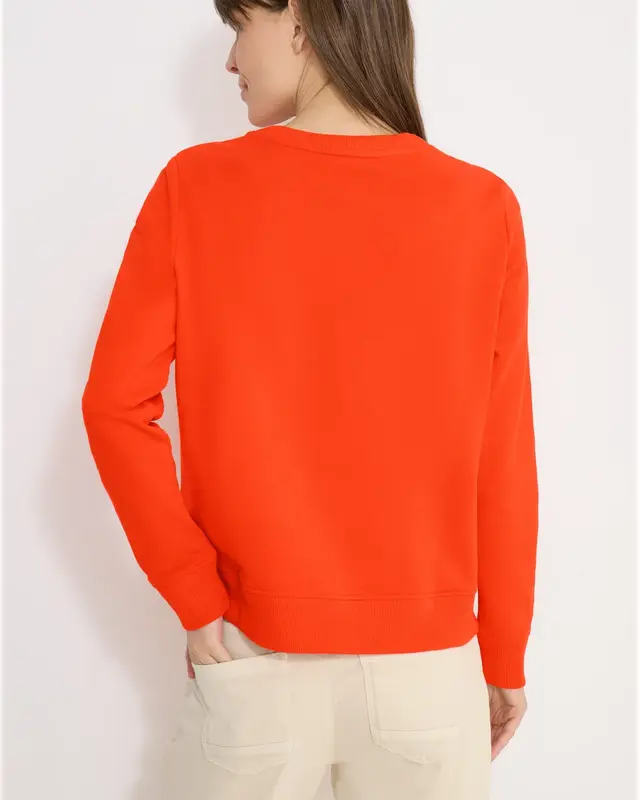 Cecil Geborduurd Sweatshirt - Cherry Tomato Orange