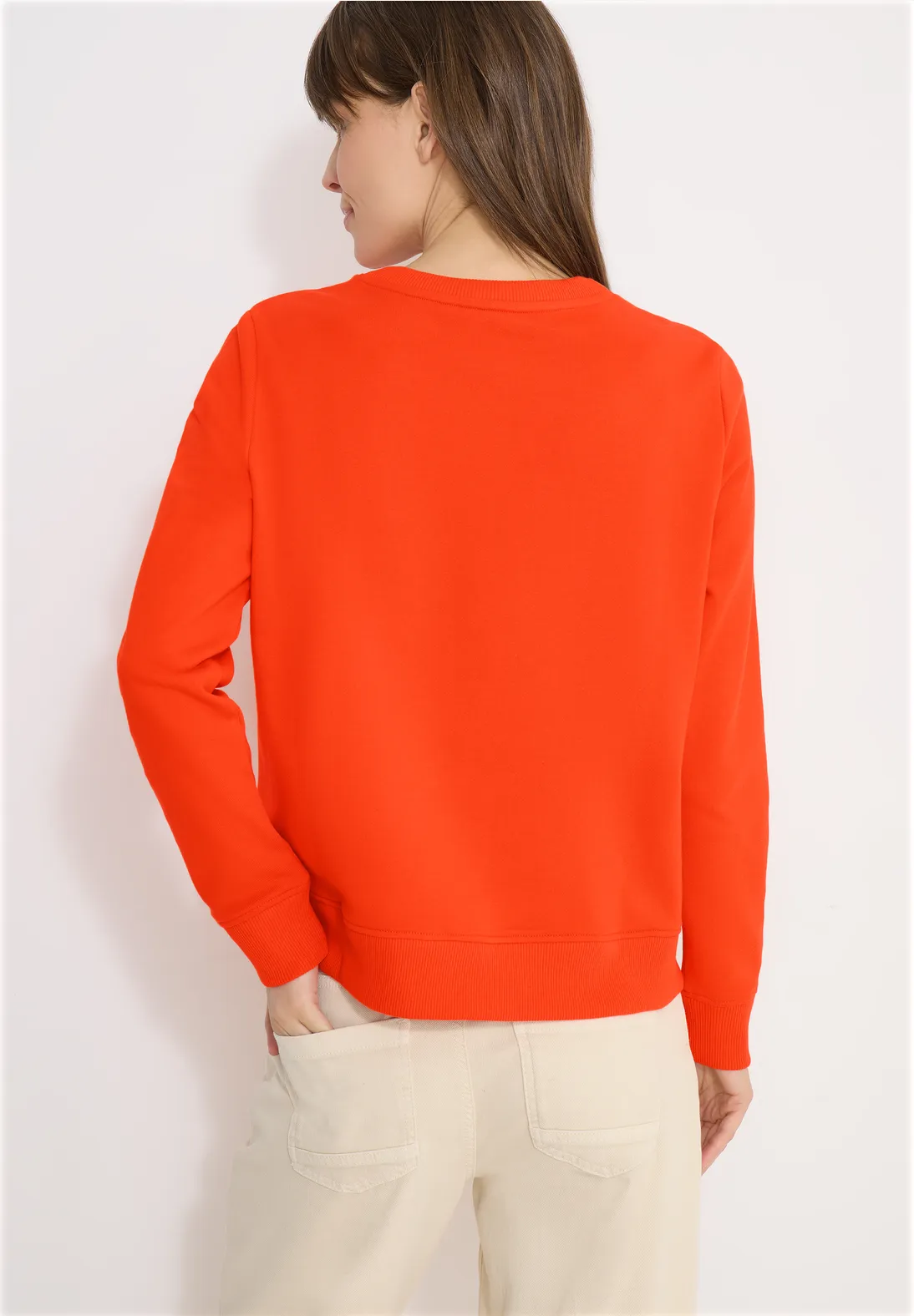 Cecil Embroidery Sweatshirt - Cherry Tomato Orange