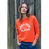 Embroidery Sweatshirt - Cherry Tomato Orange