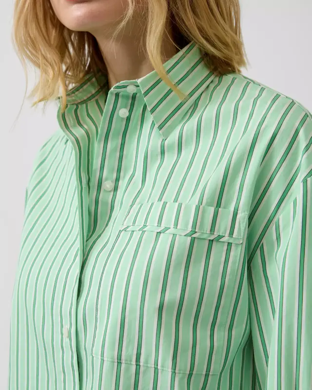 S. Oliver Gestreepte Popeline Blouse - Green