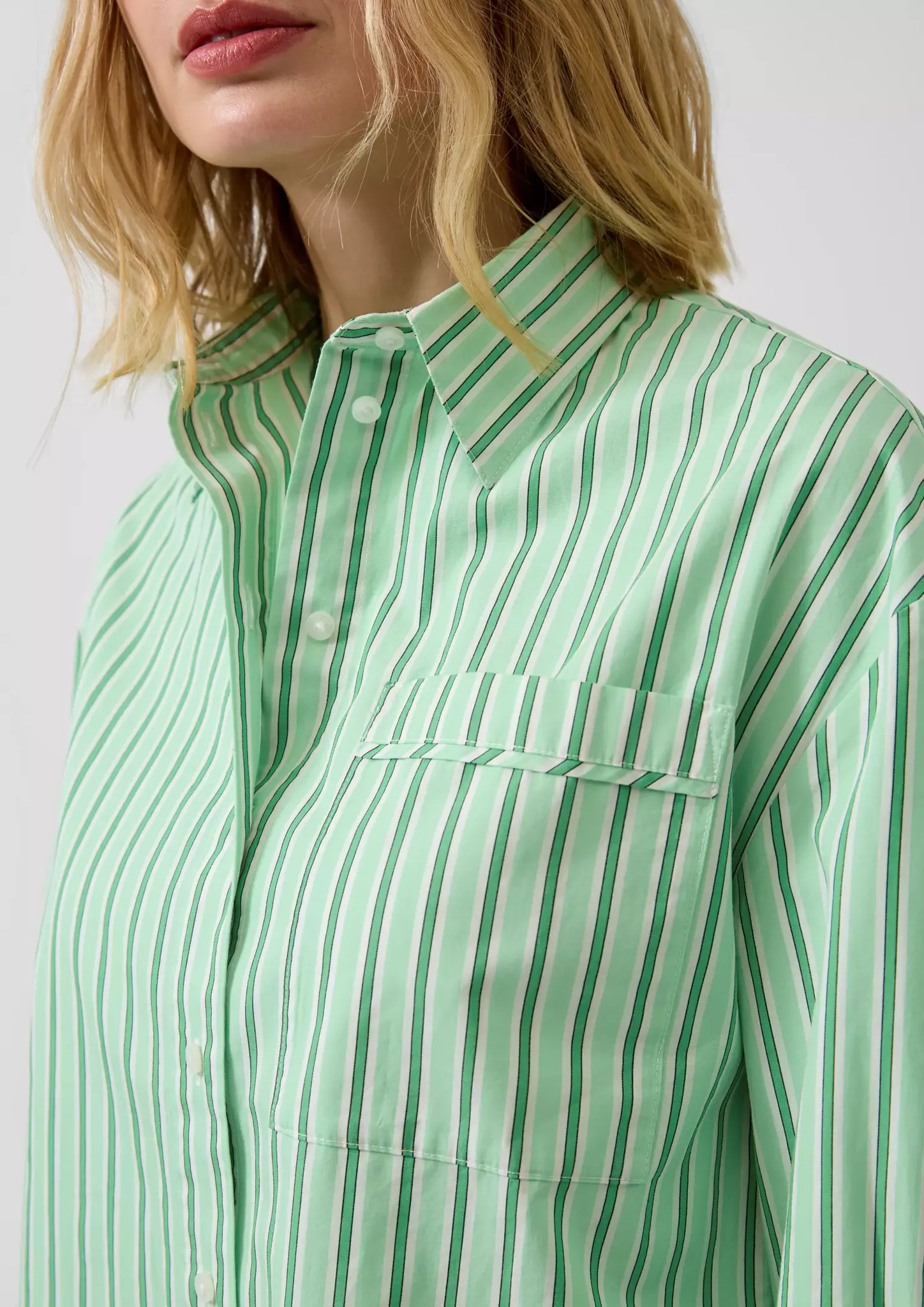S. Oliver Popeline Blouse with Stripes - Green