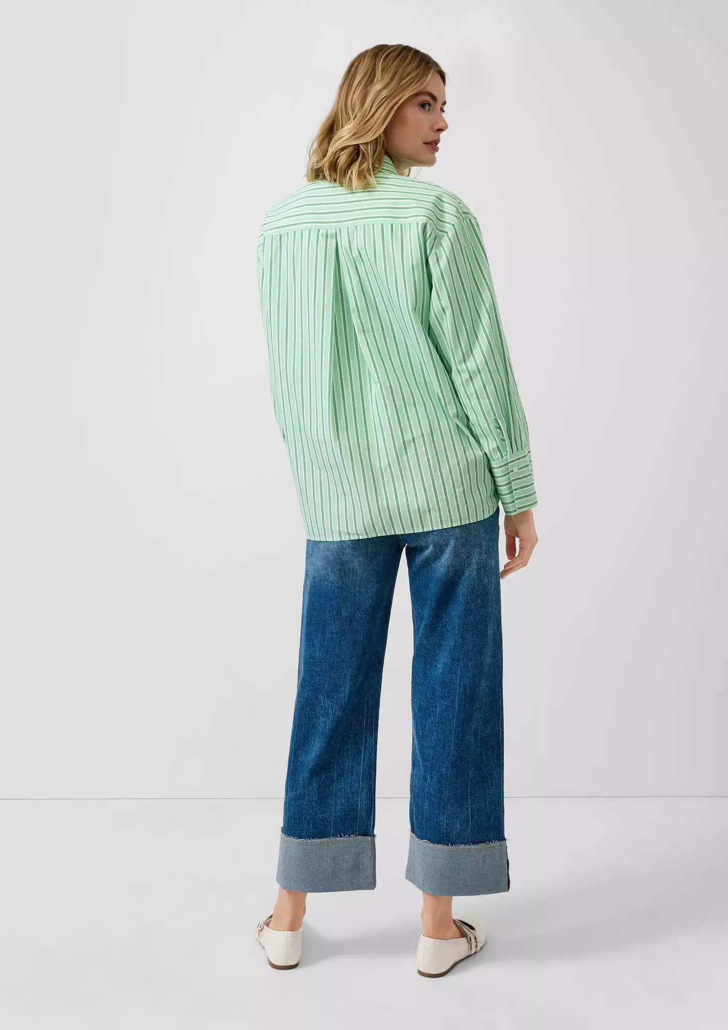 S. Oliver Popeline Blouse with Stripes - Green