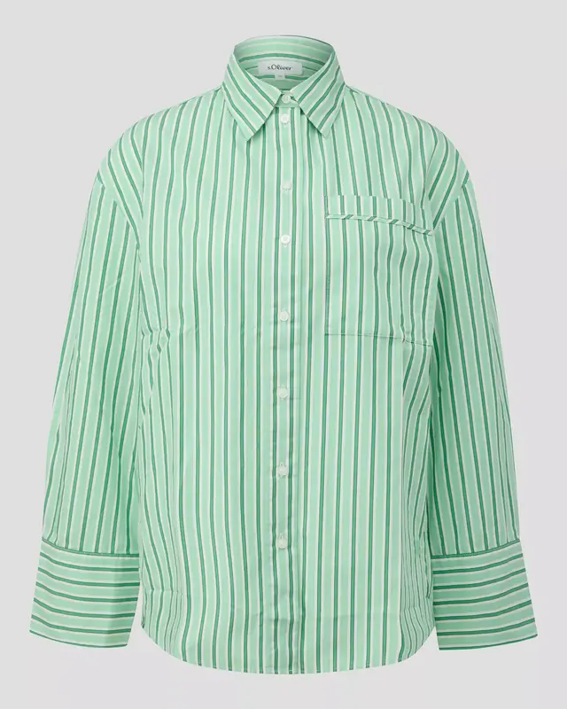 S. Oliver Gestreepte Popeline Blouse - Green