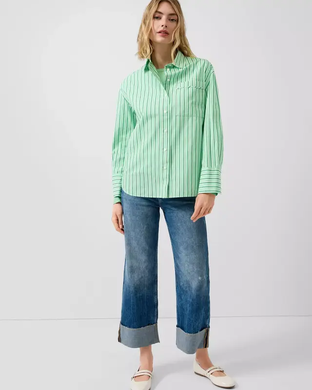 S. Oliver Popeline Blouse with Stripes - Green