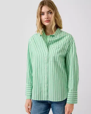S. Oliver Popeline Blouse with Stripes - Green