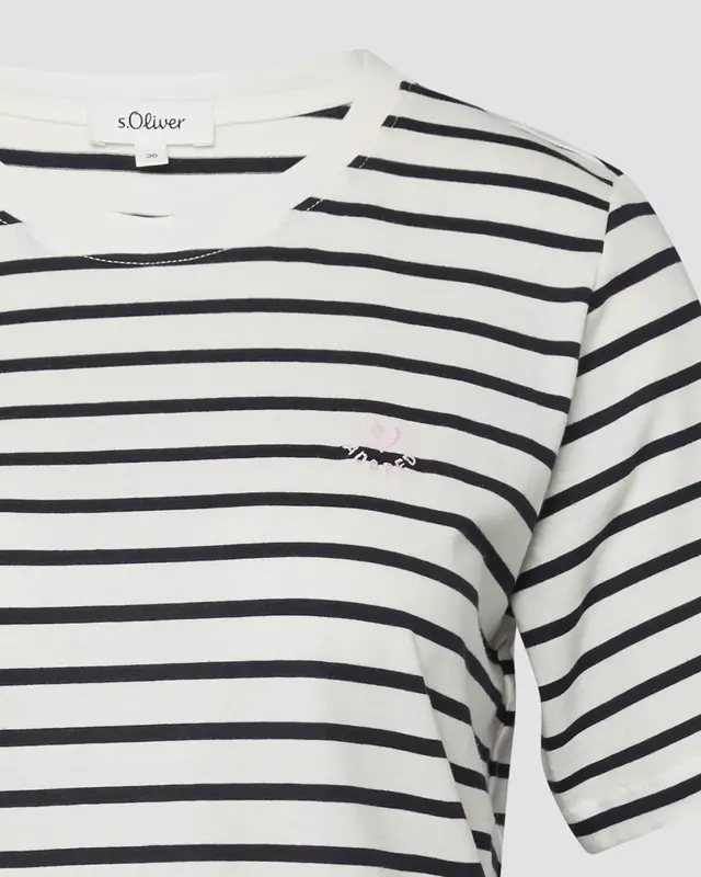S. Oliver Jersey T-Shirt mit Streifen - Navy