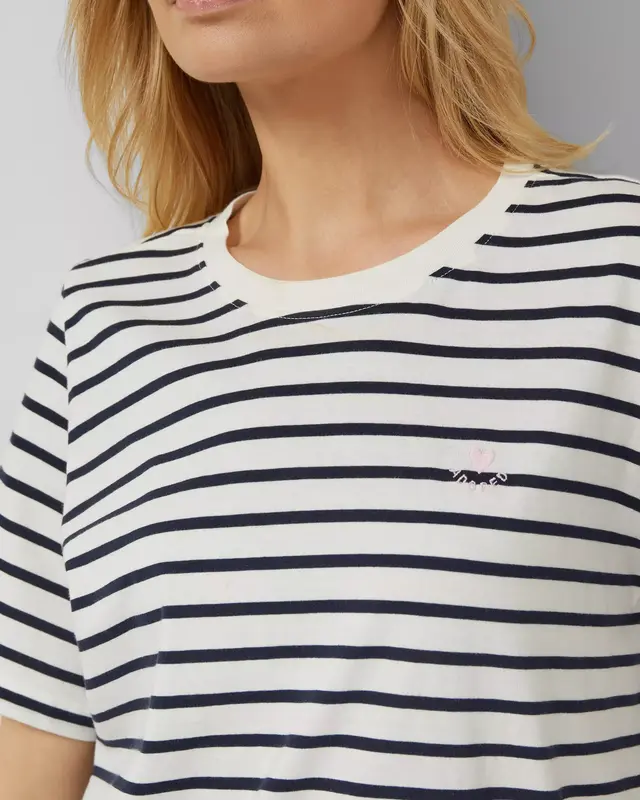 S. Oliver Jersey T-Shirt mit Streifen - Navy