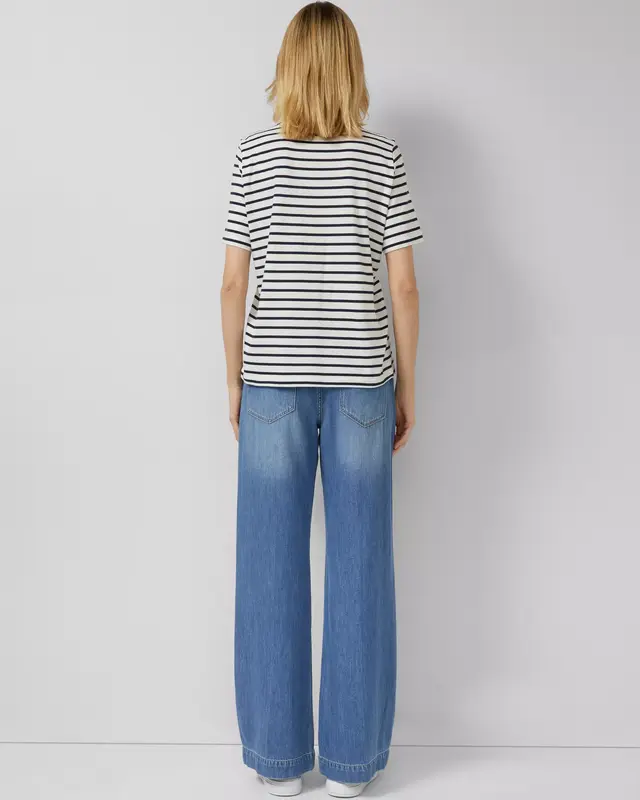 S. Oliver Jersey T-Shirt with Stripes - Navy