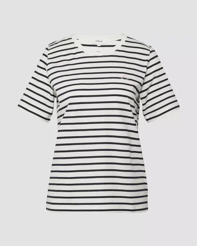 S. Oliver Jersey T-Shirt with Stripes - Navy