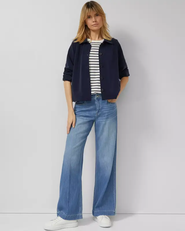 S. Oliver Jersey T-Shirt with Stripes - Navy