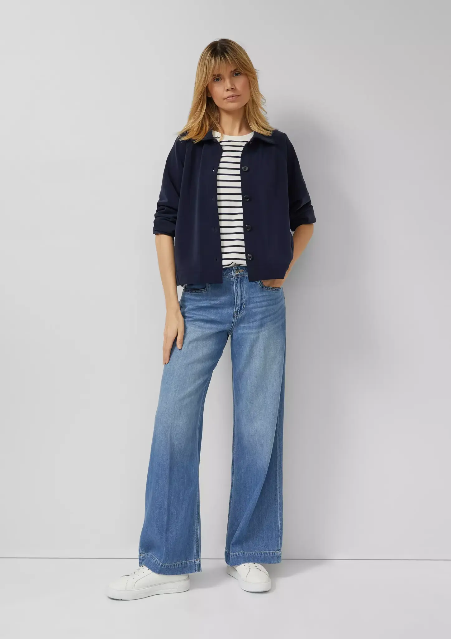 S. Oliver Gestreept Jersey T-Shirt - Navy