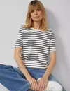 S. Oliver Jersey T-Shirt mit Streifen - Navy