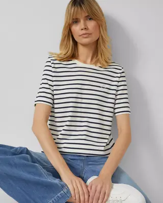 S. Oliver Jersey T-Shirt with Stripes - Navy