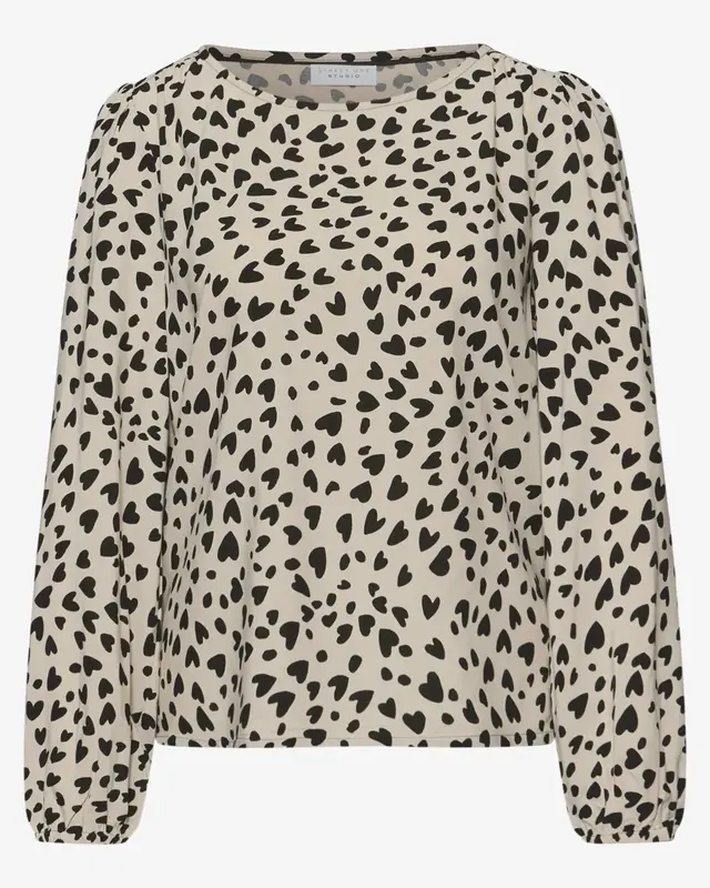 Street One Studio Bluse mit Herzmuster - Stone Sand