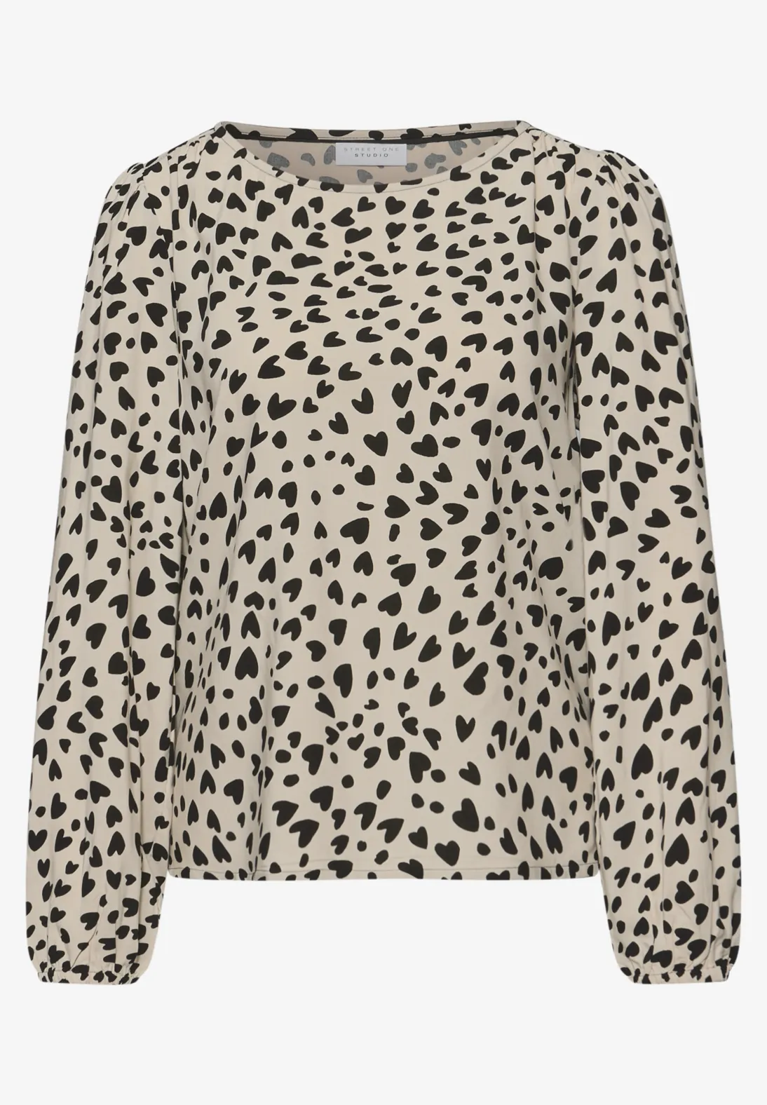 Street One Studio Blouse with Hearts - Stone Sand
