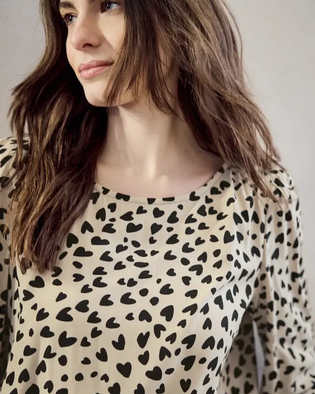 Street One Studio Blouse met Hartjes - Stone Sand