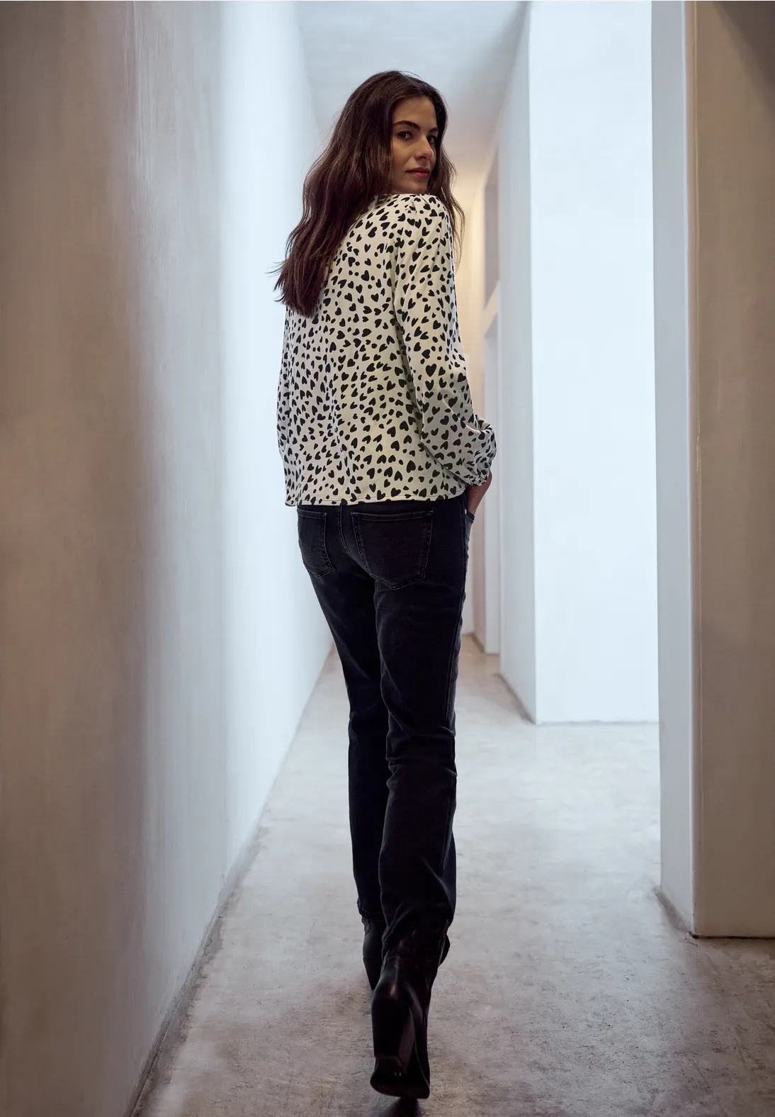 Street One Studio Blouse with Hearts - Stone Sand