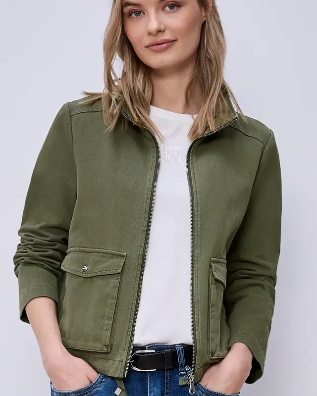 Street One Washed-Look Jacket - Dark Vertiver Green