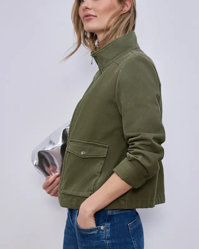 Street One Washed-Look Jacke - Dark Vertiver Green