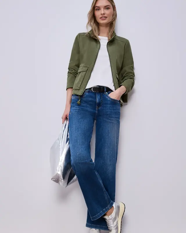 Street One Washed-Look Jacket - Dark Vertiver Green