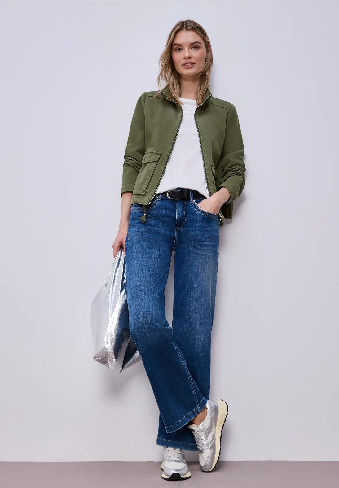 Street One Washed-Look Jacke - Dark Vertiver Green