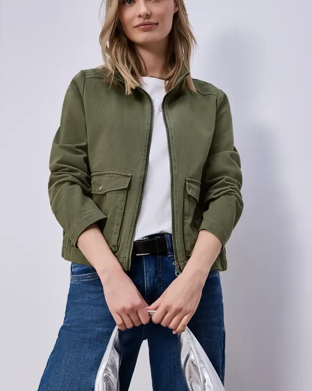 Street One Washed-Look Jacket - Dark Vertiver Green