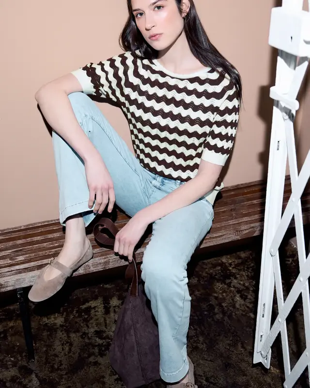 Street One Studio Jumper with Pattern - Off White