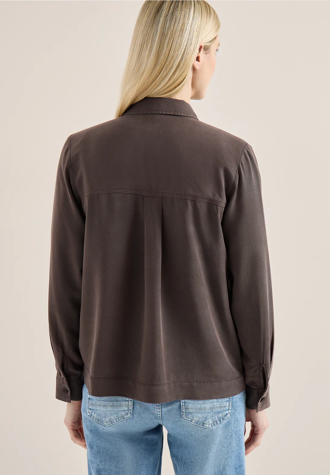 Cecil Colored Denim Bluse - Macchiato Brown