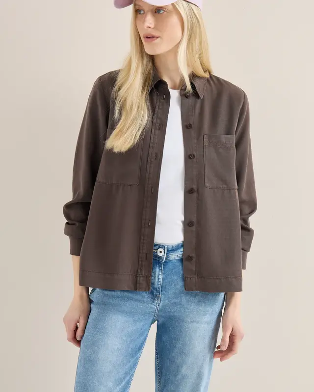 Cecil Colored Denim Blouse - Macchiato Brown