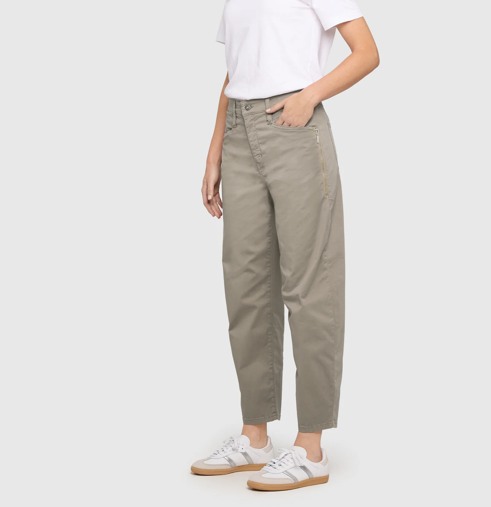 Mac Jeans  Barrel Pants Bora 2.3 Zip - Mat Green Antique