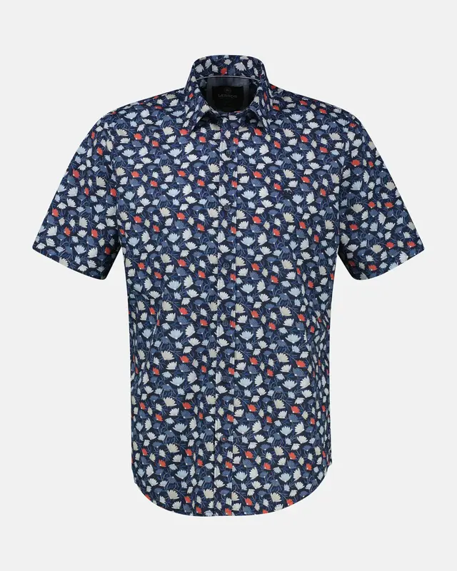 Lerros Kurzarm Hemd Blumenmuster - Classic Navy